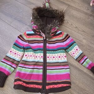GAP Toddler Brown and Multicolor Hooded Sweater